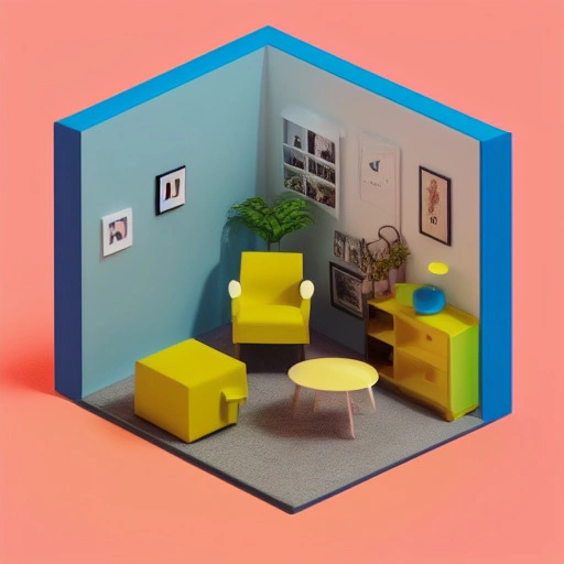 25574-2743890217-tiny cute isometric living room in a cutaway box, soft smooth lighting, soft colors, yellow and blue color scheme, soft colors,.webp